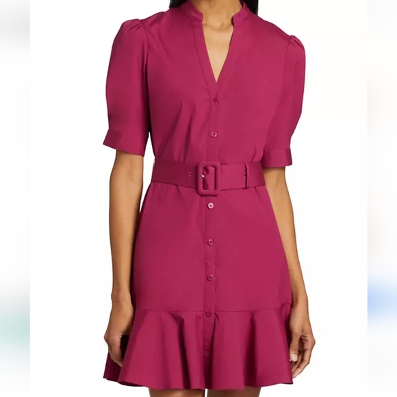 Veronica Beard Molly Short-Sleeve Button-Front Mini Dress Sz 2 - Picture 1 of 7